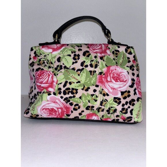 Betsey Johnson Floral Cosmetic Bag Makeup Cheetah Roses Leopard - Picture 3 of 8